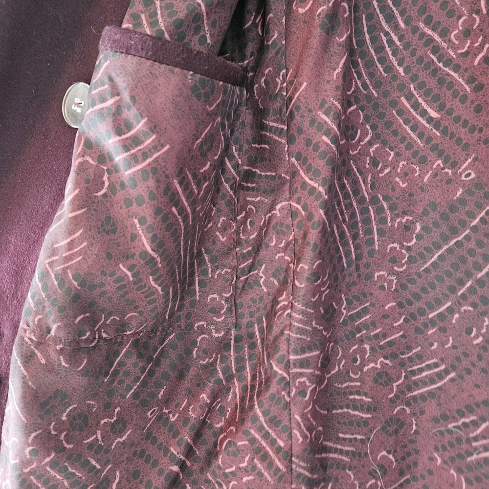Vintage Alorna Forstmann Pea Coat Womens Medium Plum Wool Blend  Double Breasted - Picture 5 of 11